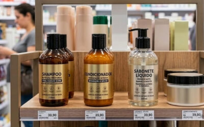 Acabamentos premium em rótulos de cosméticos e higiene